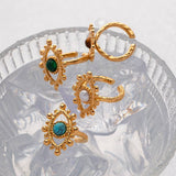 RETRO HOLLOW PATTERN NATURAL STONE RING_CWAJE1389