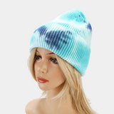OUTDOOR WARM CURLED EDGE TIE DYE KNITTED HAT_CWAH1593