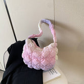 PINK OMBRE PUFFY TOTE BAG QUILTED HANDBAG_CUAB00520