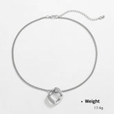 GEOMETRIC LINK PENDANT NECKLACE JEWELRY SET_CWAJE2926