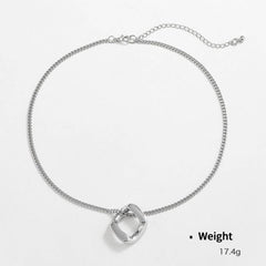 GEOMETRIC LINK PENDANT NECKLACE JEWELRY SET_CWAJE2926