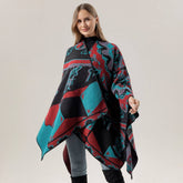 RETRO CARTOON STYLE KNITTED CAPE WARM SHAWL_CWASC2249