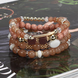 MULTI LAYERED MARBLED BEADED ELASTIC CORD BRACELET_CWAJE2224