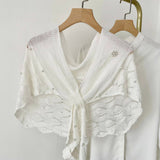 STRIPED OUTER KNITTED DECORATIVE SHAWL_CWASC0759