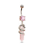 3D DRAGON CLAW NATURAL STONE BELLY BUTTON RING_CWMM9473