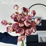 Vintage Ink-Styled Rose Bouquet With Dry Leaves_Cwmm6576