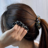 CHIC PEARL CRYSTAL HAIR TIE ELEGANT BUN PONYTAIL_CWAHA6783