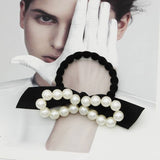 Pearl Lace Houndstooth Bow Hair Tie_Cwaha08049