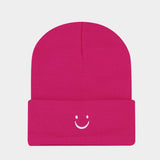 LITTLE SMILEY FACE SIMPLE EMBROIDERED KNITTED HAT_CWAH2070