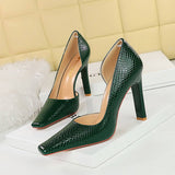 RETRO SQUARE TOE SNAKE PRINT PATENT LEATHER PUMPS_CWSHH0100