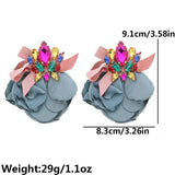 HANDMADE FABRIC FLOWER EARRINGS BOLD DROP DESIGN_CWMM6162