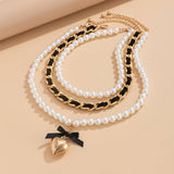 HIGH END FASHION PEARL RIBBON BEADED NECKLACE_CWMM3137