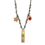 HANDMADE ZODIAC SQUARE STEEL COTTON NECKLACE_CWMM8867