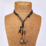 CREATIVE DOUBLE KEY PENDANT COWHIDE NECKLACE_CWMM4593