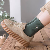 SOLID COLOR DAISY SOCKS COTTON MID CALF STYLE_CWMS088