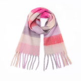 PLAID PATTERN FRINGE TRIM WINTER SCARF_CWASC2691