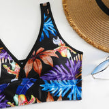 PRINTED DEEP V BIKINI TWO PIECE SWIMSUIT_CWMW0315
