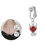 NO PIERCING NAVEL CLIP RING WITH MOON HEART CHARM_cWMM9227
