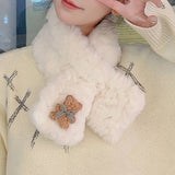 Cute Bear Embossed Warm Plush Scarf_Cwasc1253