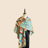 Thick Open-Side Shawl Women Winter Poncho_Cwocasl00094