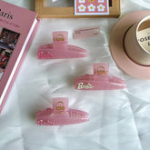 Pink Barbie Girl Hair Claw Alloy Letter Clip_Cwaha5761