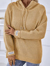 Cwohol0399_Casual V-Neck Hoodie Long Sleeve Sweater