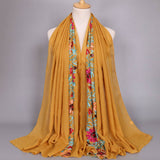 Embroidered Cotton Scarf Long Veil Shawl_Cwmm2002