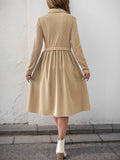 Solid Color Lapel Long Sleeve Fake Two Dresses