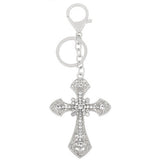 INLAID DIAMOND CROSS METAL KEYCHAIN_CWAJE0916