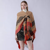 NEW KNITTED TASSEL DOUBLE SIDED PLAID SHAWL_CWMM2085