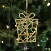GOLD GLITTER PLASTIC REINDEER CHRISTMAS ORNAMENT_CWMM9750