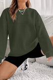 Waffle Long-Sleeved Off-The-Shoulder Hoodie