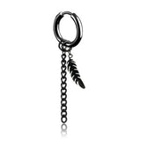 NEW FEATHER SINGLE BLACK CHAIN EARRING_CWAJE2451
