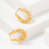 GOLD STAINLESS STEEL TWISTED U SHAPED EARRINGS_CWMM3652