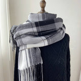 PLAID TASSEL SCARF FOR WOMEN RETRO WINTER WARMTH_CWASC1454