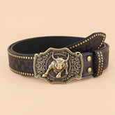 Western Denim Belt With Engraved Embossing_Cwabe0413