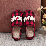 PLAID CHRISTMAS COTTON SLIPPERS WINTER WARM_CWSHF00226