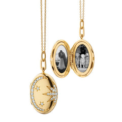 MOON SHELL LOCKET NECKLACE VINTAGE GOLD PLATED_CWMM6962