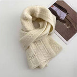 AVOCADO GREEN WOOL KNIT SCARF FOR WOMEN WARM_CWASC1506