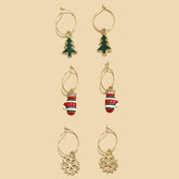 CHRISTMAS PATTERN HOOP AND DROP EARRING SET_CWMM2627