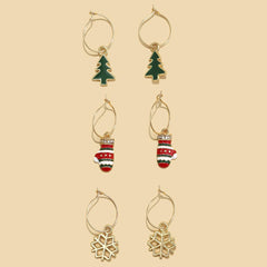 CHRISTMAS PATTERN HOOP AND DROP EARRING SET_CWMM2627