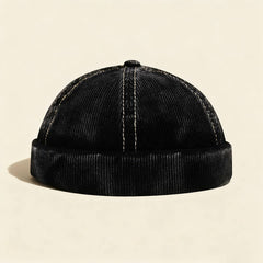 Corduroy Brimless Cap Retro Vintage Dock Hat_Cwah04677