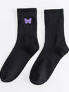 BUTTERFLY EMBROIDERY CREW SOCKS FOR WOMENS_CWMS085