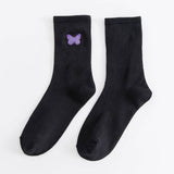 BUTTERFLY EMBROIDERY CREW SOCKS FOR WOMENS_CWMS085