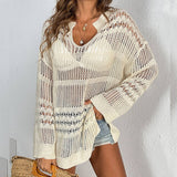 Tops Long Sleeve Hollow Beach Swimsuit Cover Up