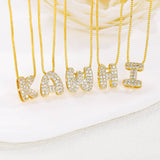 Tiny Zirconia Pendant 26 Letters Necklace_Cwmm5863