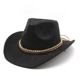 BRAIDED ROPE WESTERN JAZZ COWBOY HAT FAUX SUEDE_CWAH2515