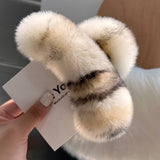 LARGE REAL REX RABBIT FUR HAIR CLAW CUTE COZY_CWAHA3302