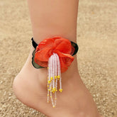 BOHO FLOWER TASSEL ANKLET HANDMADE_CWMM6351