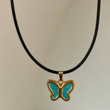 COLORFUL RETRO 3D BUTTERFLY PENDANT NECKLACE_CWMM5664